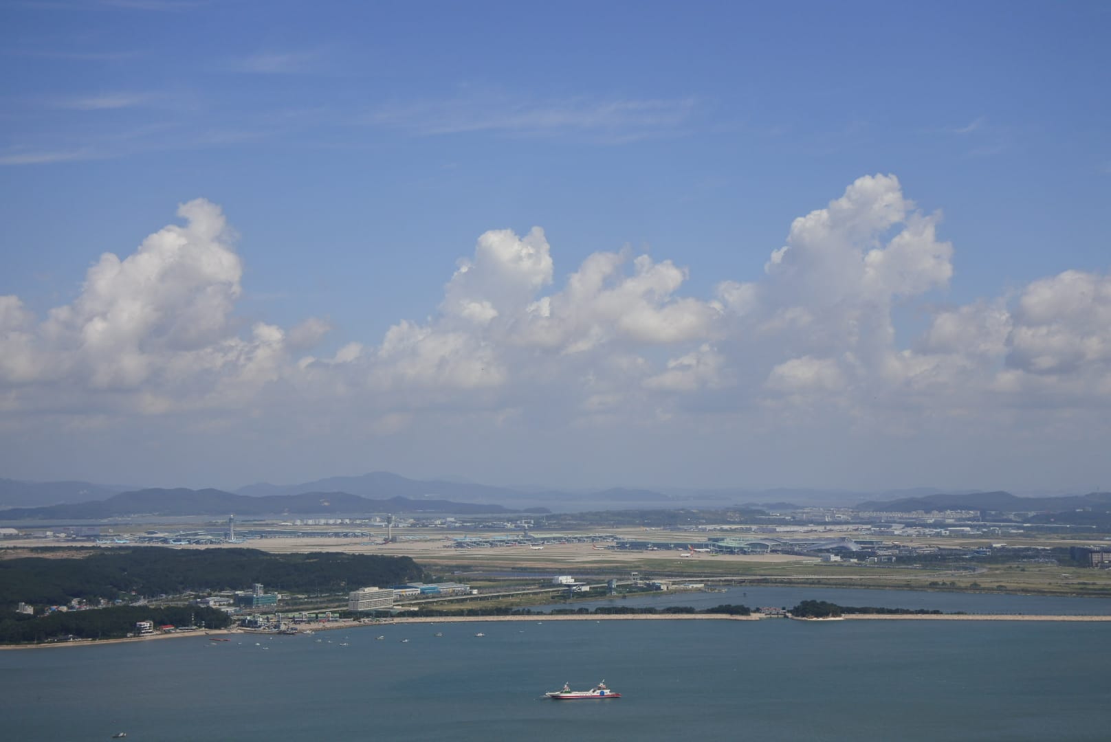 Distant view of Incheon International Airport, near the INSPIRE Entertainment Resort where EDC Korea 2026 is held