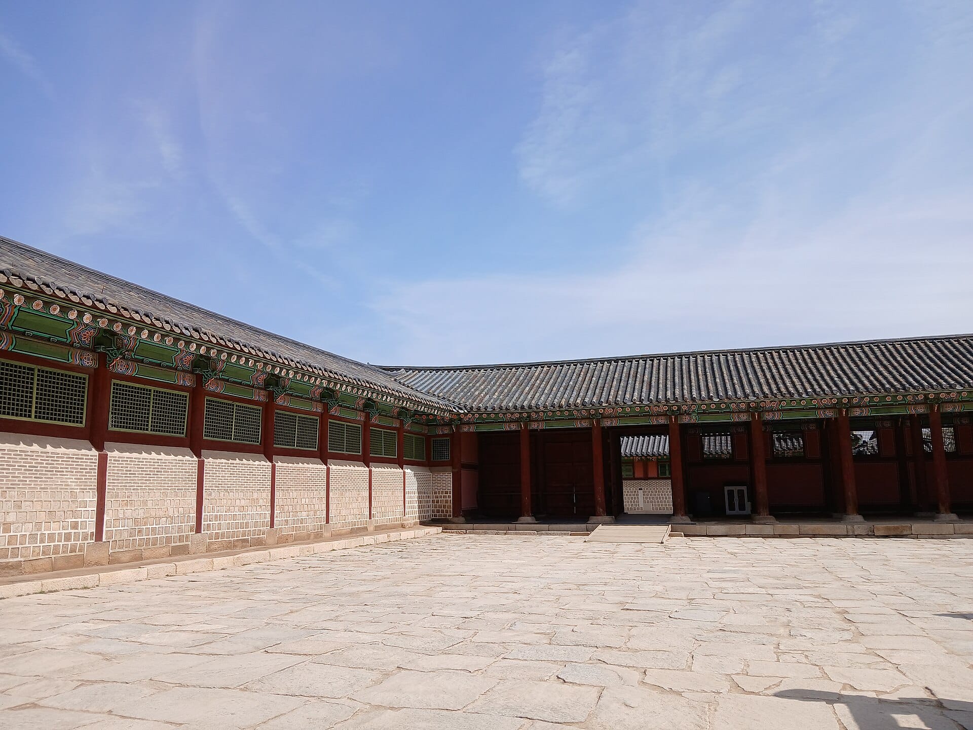 Gyeongbokgung Palace grounds with traditional buildings in Seoul