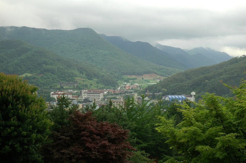 Hills surrounding Suanbo, one of the hot springs near Seoul in the Chungju countryside