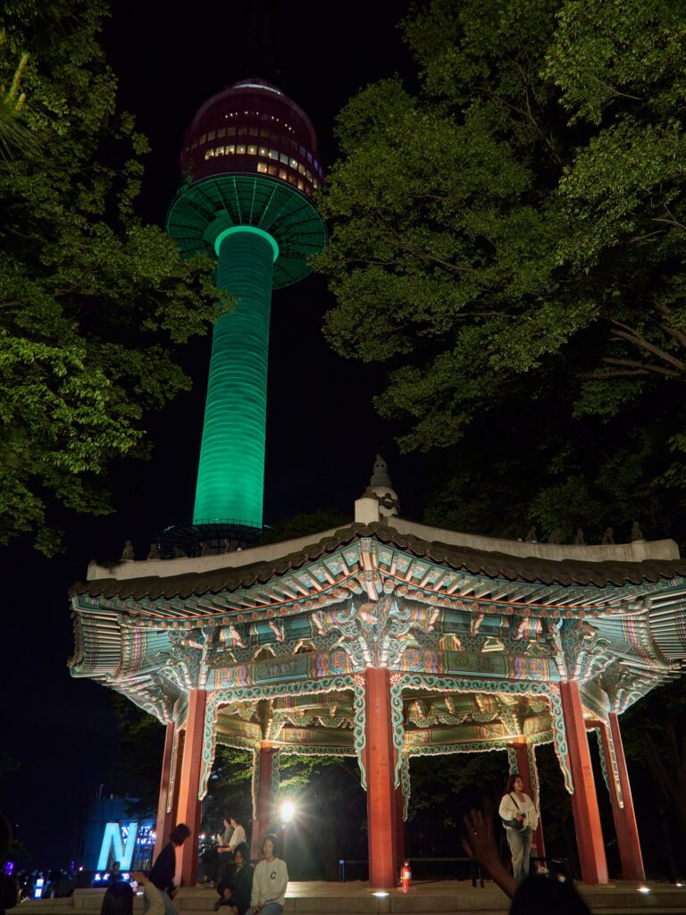 N Seoul Tower rising above the trees of Namsan Park, the setting for the Namsan Night Festival